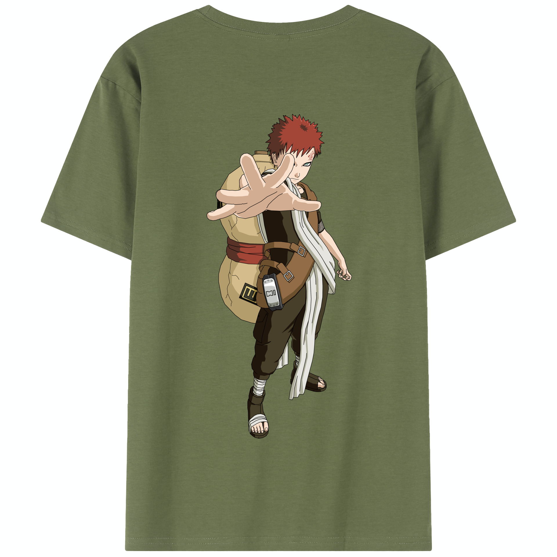 （画像用） NARUTO -ナルト- ガアラ Gaara 綿100％半袖Tシャツ（背面プリント）